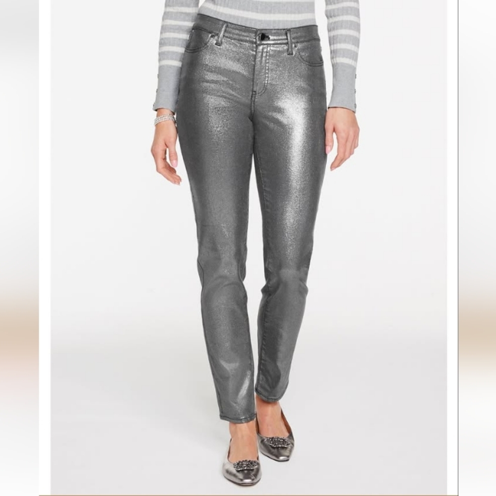 GAP Silver Faux Leather Woman Jeans - Picture 6 of 8